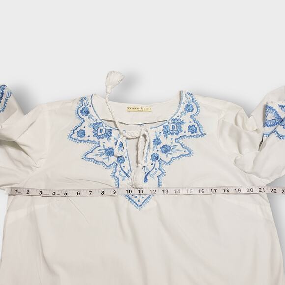 eShakti Wayward Fancies Floral Embroidered Fan Flare Sleeve Tunic Peasant L-14 - Picture 9 of 13